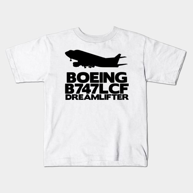 Boeing B747LCF Silhouette Print (Black) Kids T-Shirt by TheArtofFlying